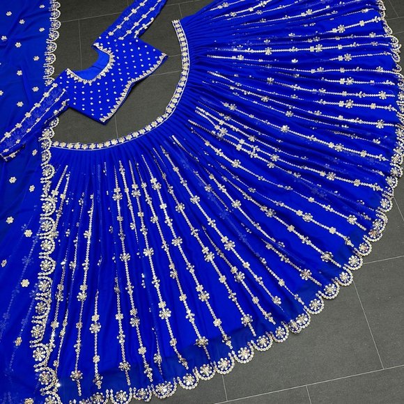 INDIAN WEDDING PAKISTANI WEAR BOLLYWOOD PARTY NEW DESIGNER LEHENGA CHOLI LENGHA - Picture 8 of 9